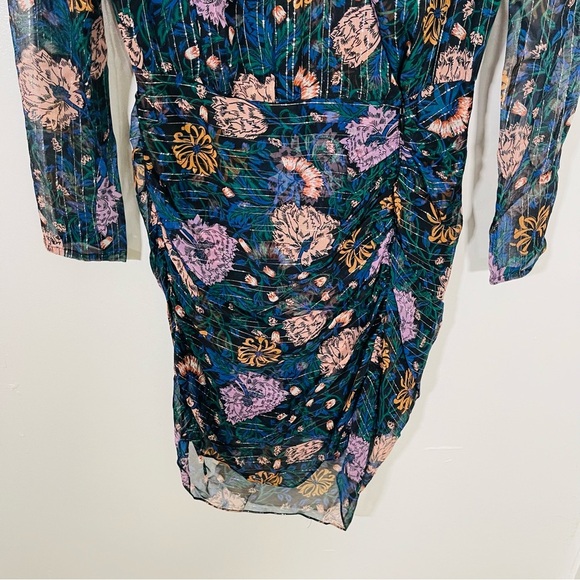 NWT Veronica Beard Peppa Dress Metallic Silk Floral Mini Quiet-Luxury - Picture 7 of 8